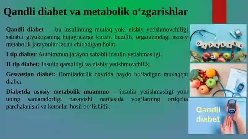 Qandli diabet va ochlikda ketomuriya va ketonemiya 4