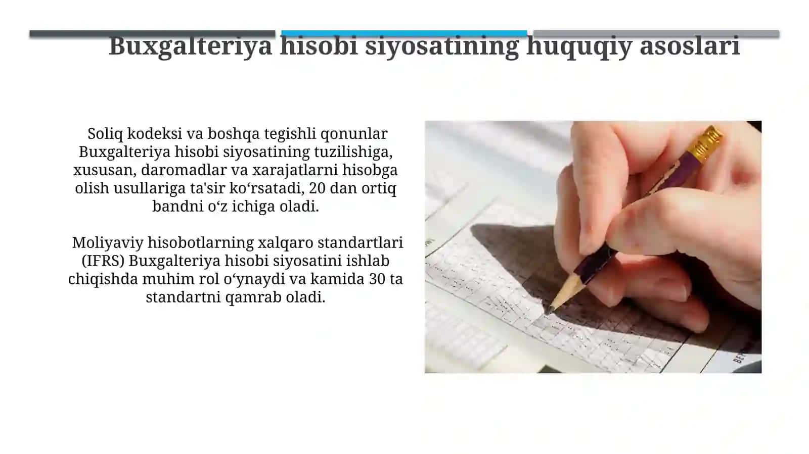 Ixtiyoriy tashkilotning ma'lumotlarini tóplagan holda uni hisob siyosatini tuzish 4