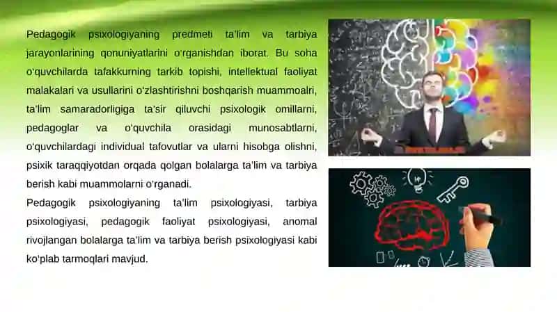 Psixologiya fanining tarmoqlari va tuzilishi 4