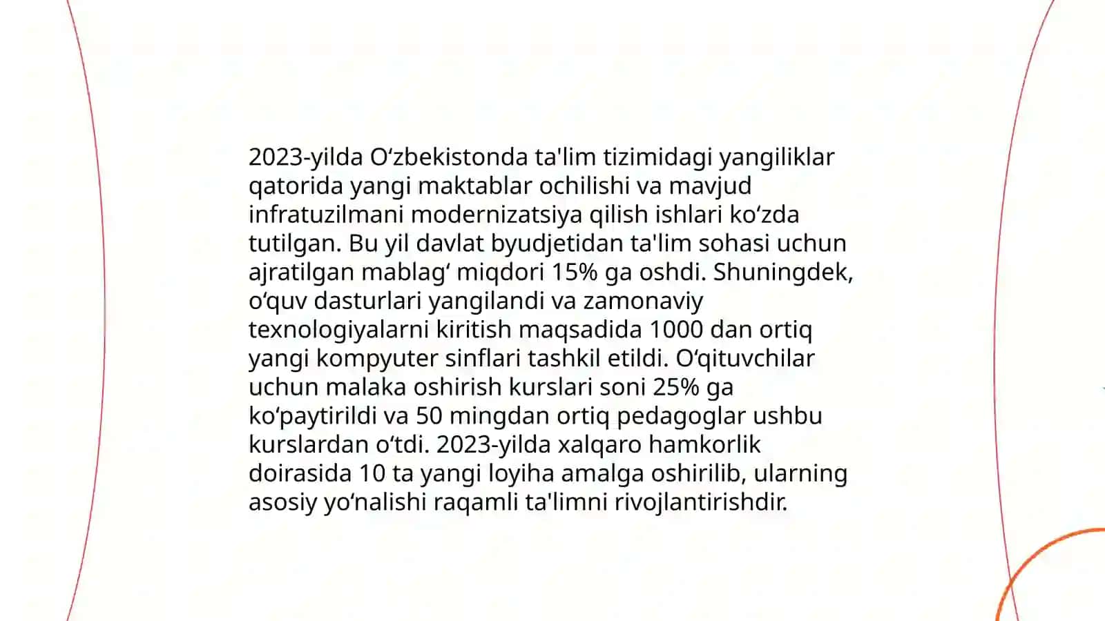 Prezident Sh.M.Mirziyoyev rahbarligi va tashabbusi ostida amalga oshirilayotgan islohotlar 4
