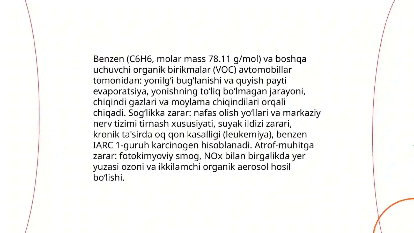 Avtotransportlar atmosfera havosini ifloslanishining asosiy manbasi sifatida 4