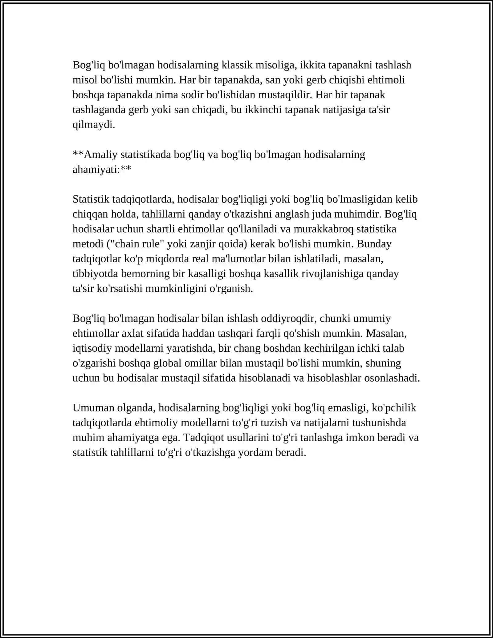 BOG'LIQSIZ TAJRIBALAR KETMA-KETLINING PUASSON SXEMASI 4