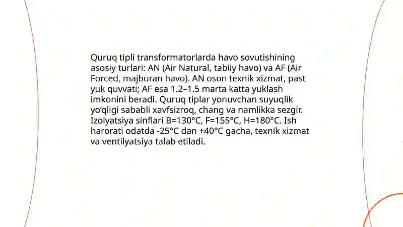 Transformatorlarning sovutish usullari va belgilanishlari 4