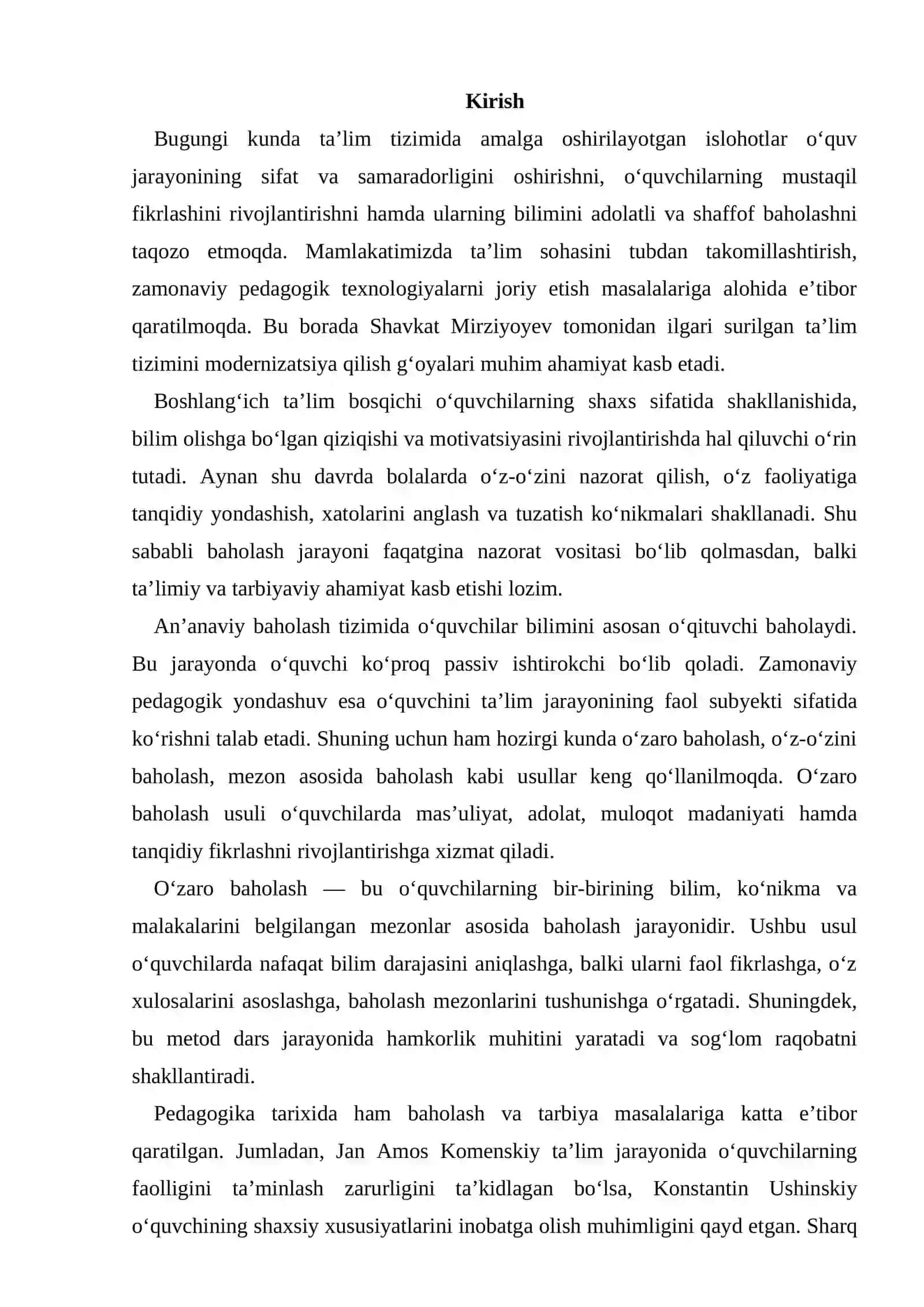 Boshlangʻich sinflarda oʻzaro baholash usulidan foydalanish 4