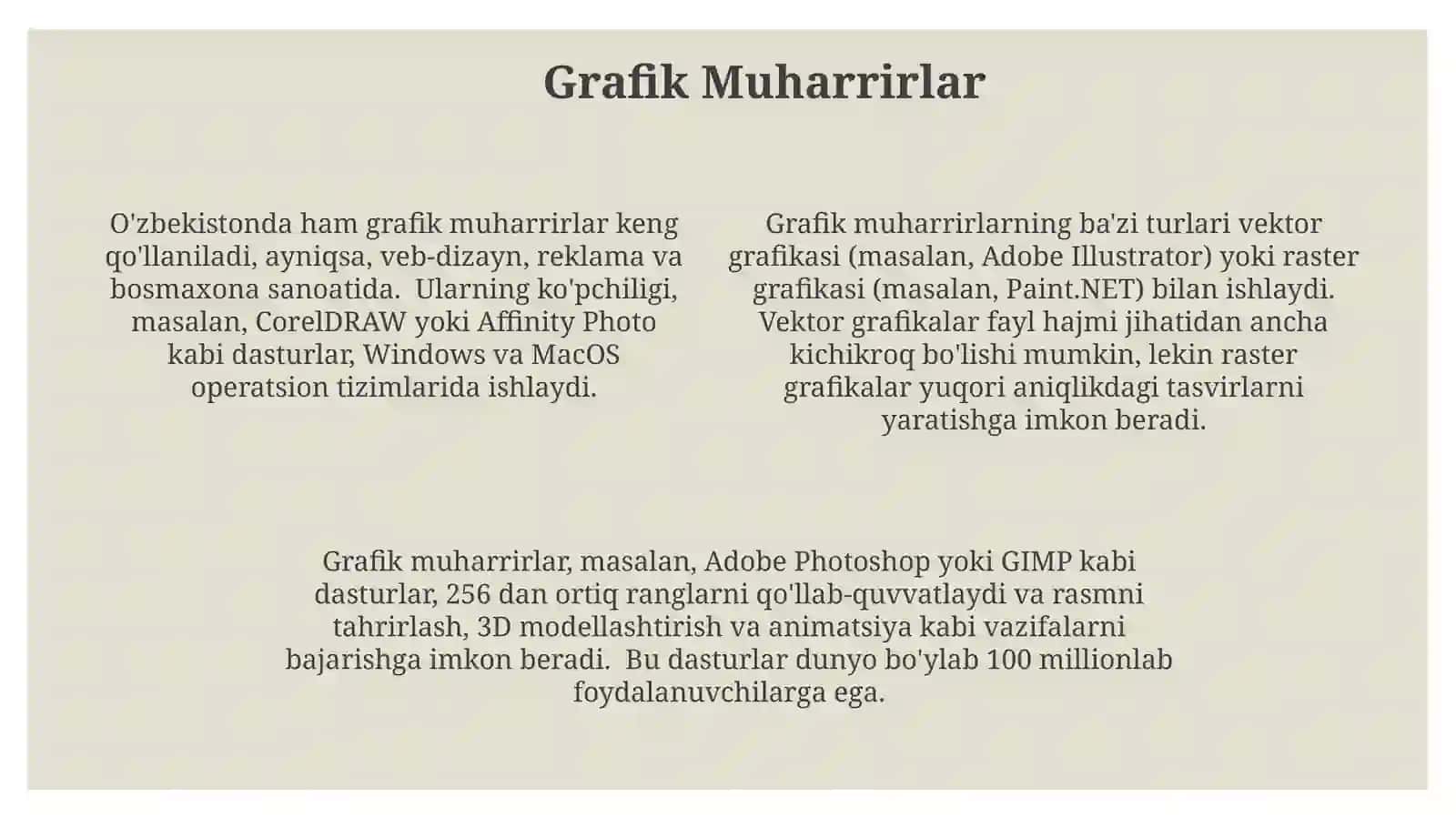 Matn muharrirlari va jadval protsessorlari 4