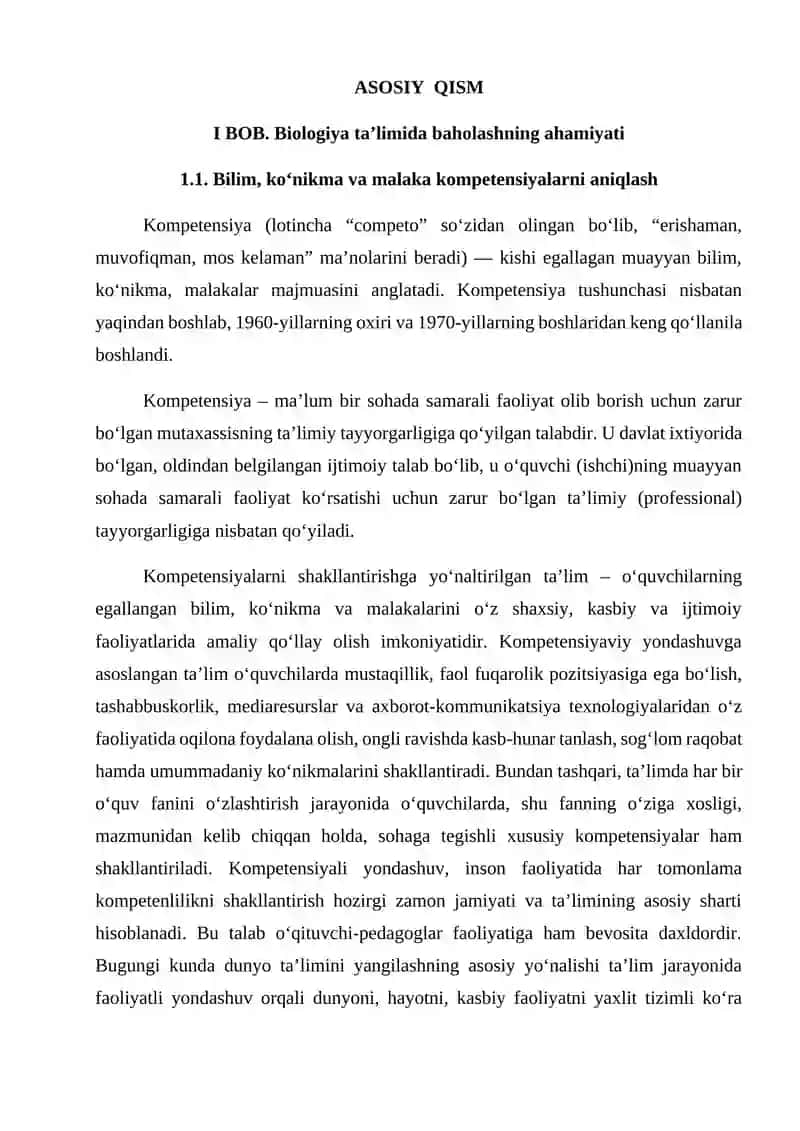 O‘QUVCHILARNING BIOLOGIK BILIMLARINI BAHOLASHDA TEST TUZISH METODIKASI 4