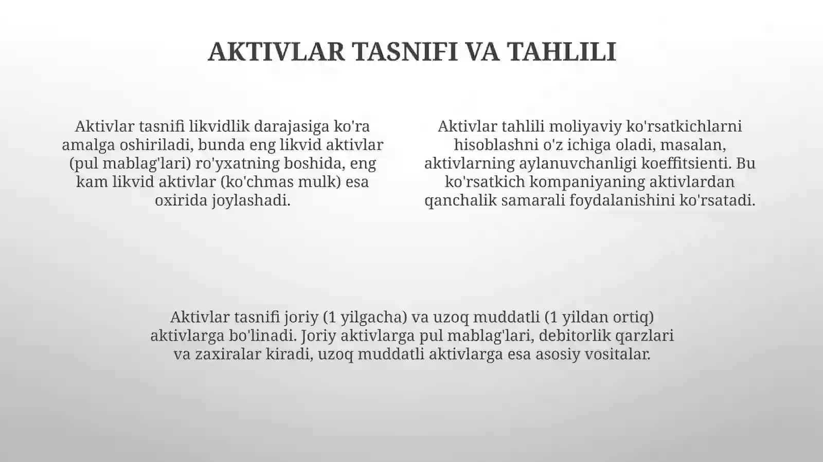 Korxona aktivlari va passivlarining tarkibi 4