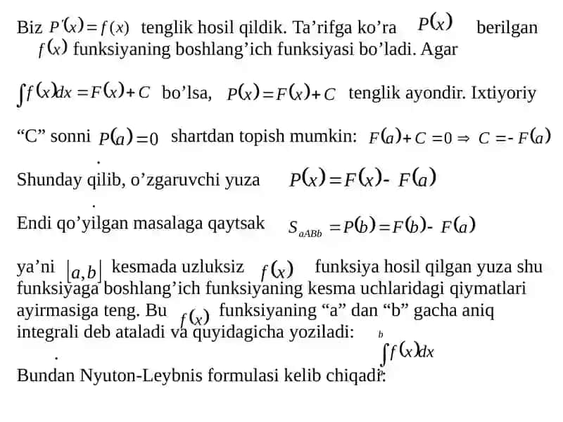 Aniq integral va uni hisoblash usullari 4