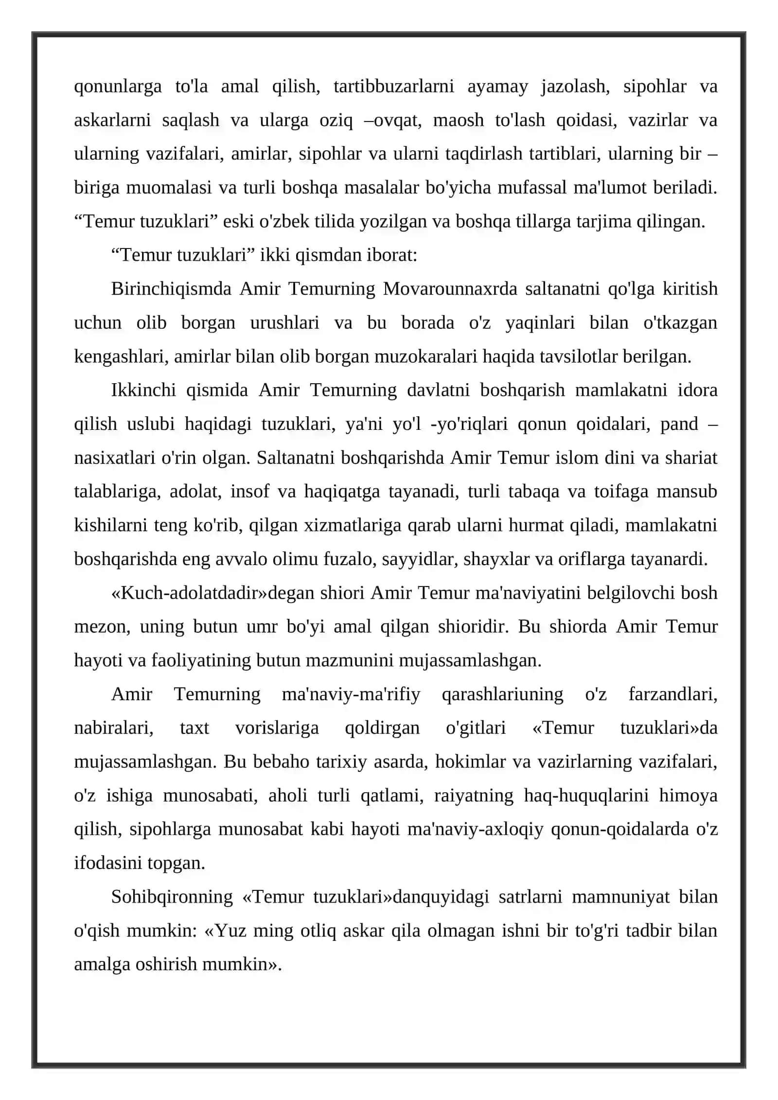 Amir Temur va uning axloqiy o'gitlari 4
