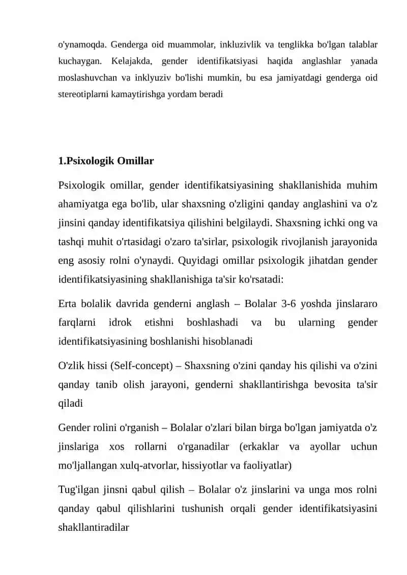 GENDER IDENTIFIKATSIYANI SHAKLLANGANLIK DARAJASINI ANIQLOVCHI OMILLAR 4