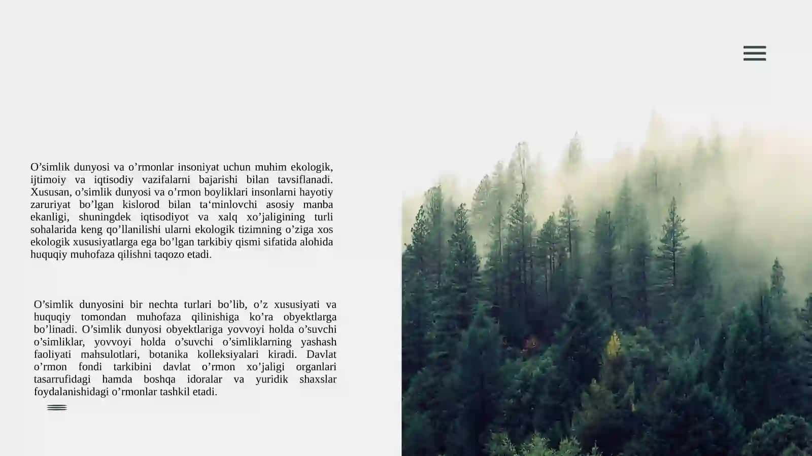 O’SIMLIK DUNYOSI VA O’RMONLARNI MUHOFAZA QILISH VA ULARDAN FOYDALANISHNI HUQUQIY TARTIBGA SOLISH 4