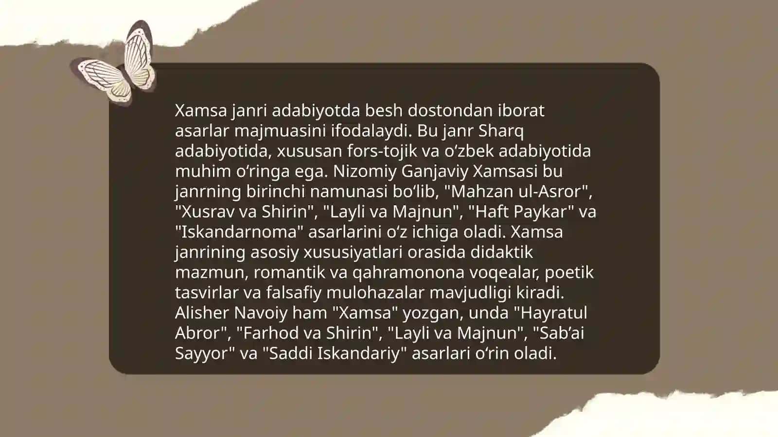 Xamsanavislik an'anasi va uning tadriji 4