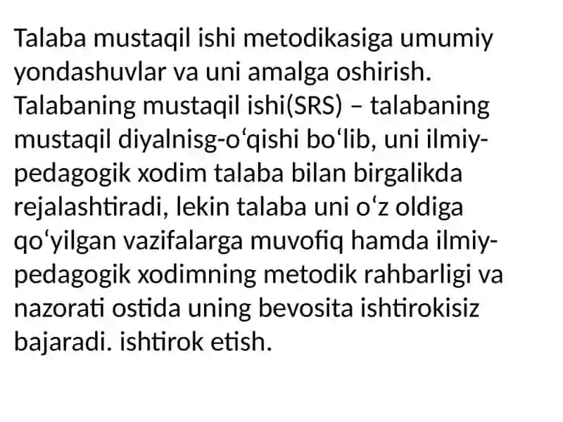 Talabalarning mustaqil ishlarini tashkil etish 4