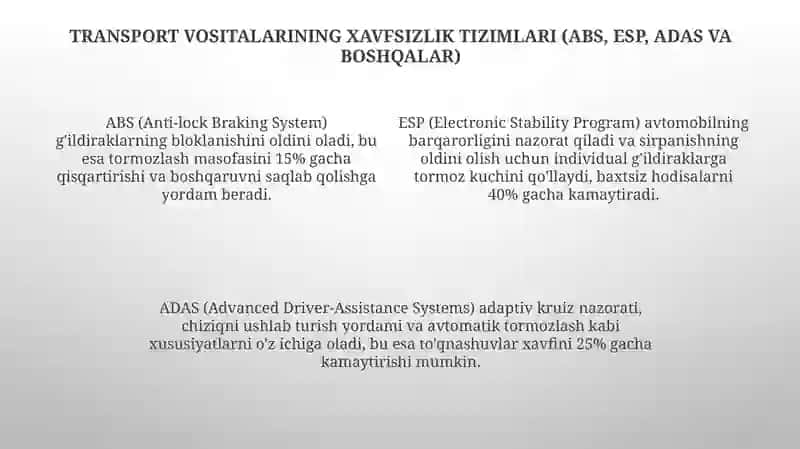 Avtomobil transportida xavfsizlikni nazorat qilish tizimlari 4