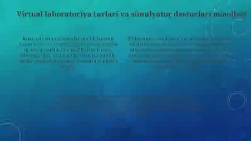 Virtual labaratoriyalar. Oʻquv jarayonida simulyatorlardan foydalanish. Simulyator dasturlar 4