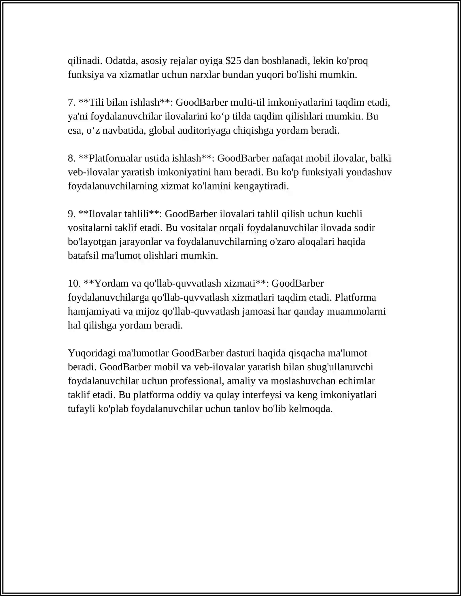 GOODBARBER DASTURIDA MOBIL ILOVA YARATISH BOʻYICHA REFERAT TAYYORLASH 4