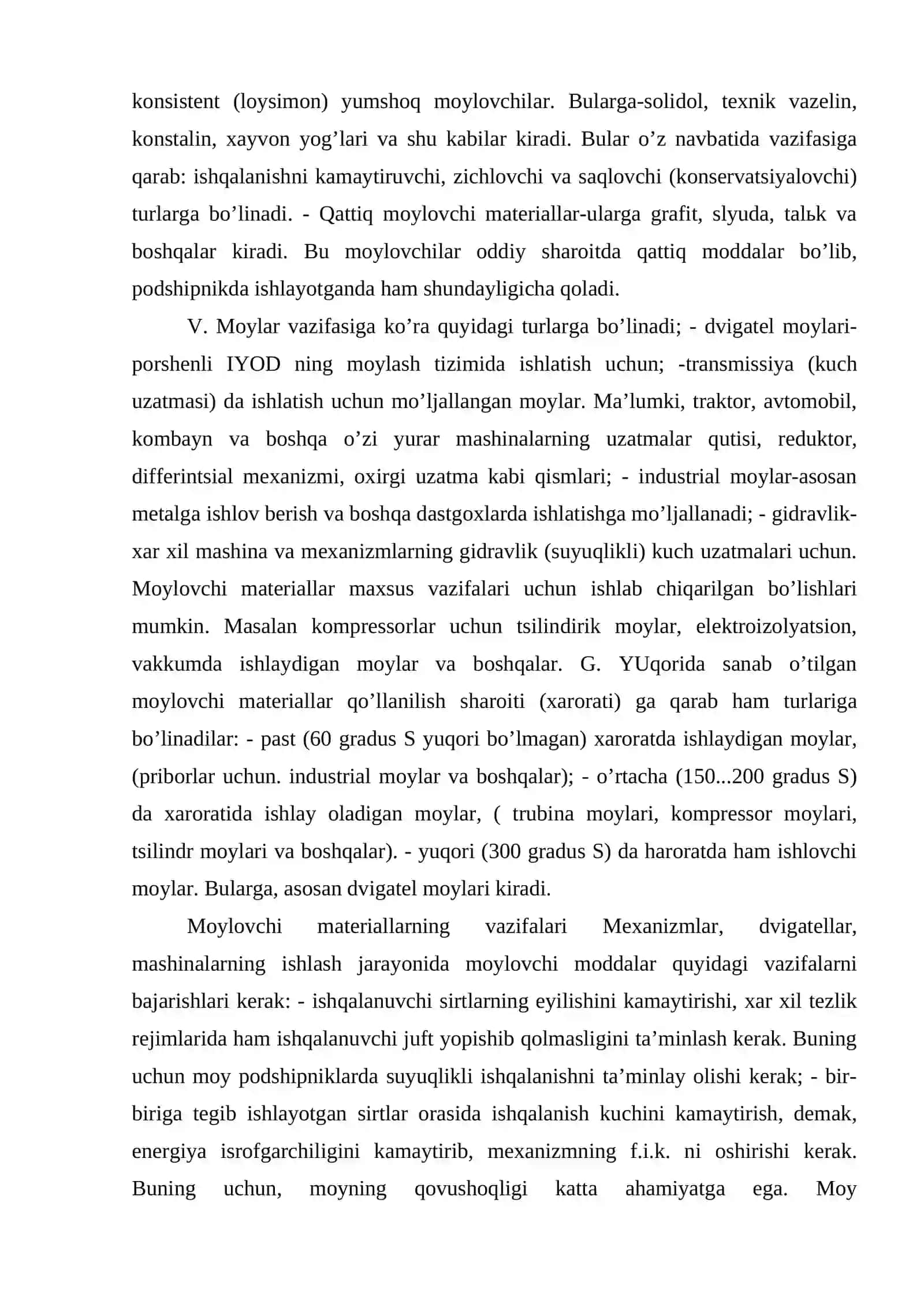 JIHОZLАRNI MОYLАSH. MОYLАSH TIZIMLАRI. MОY TURLАRI. MОYLАSH VАZIFАLАRI VА MОYLАSH MАTЕRILLАRI TURLАRI. 4