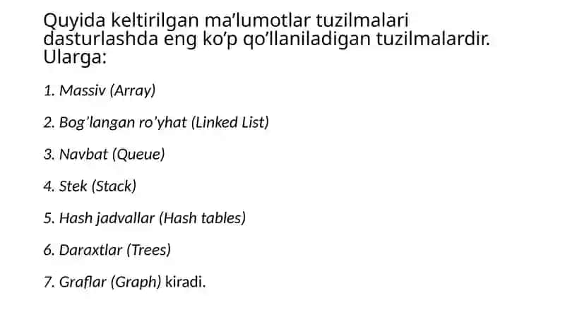 Ma'lumotlar Tuzilmasi 4
