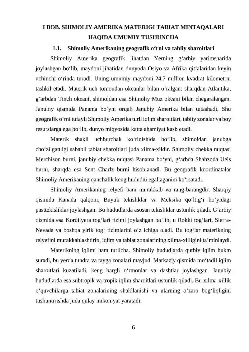 Shimoliy Amerika materigi tabiat mintaqalari mavzusini òqitish metodikasi 4