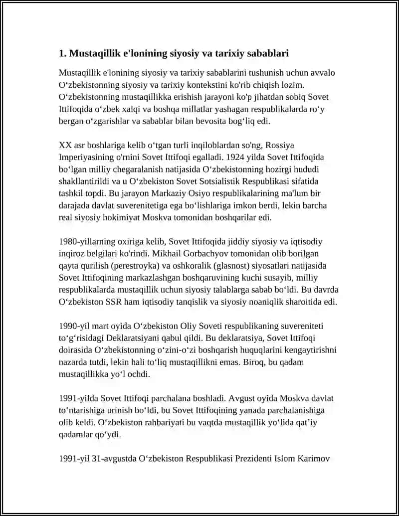 MUSTAQILLIK O'ZBEKISTON RESPUBLIKASI TASHKIL TOPISHINING TARIXIY AHAMIYATI 4