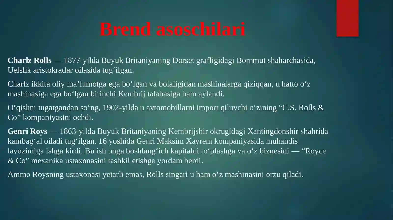 Biznesning boshqarish tadbirlarini tanlash biznes tarixi 4