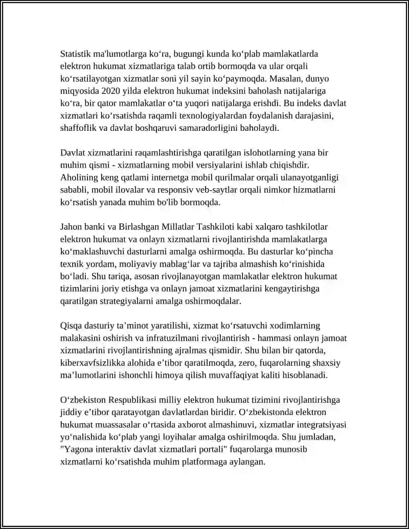 Elektron Hukumat (E-Government) va Govtech Tizimlari 4
