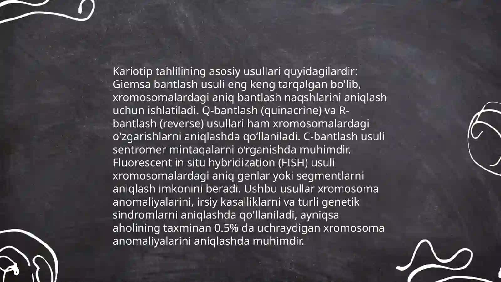 Shajara sxemalari va kariotip tahlili. Jinsiy xromatinni aniqlashning ekspres metodi 4