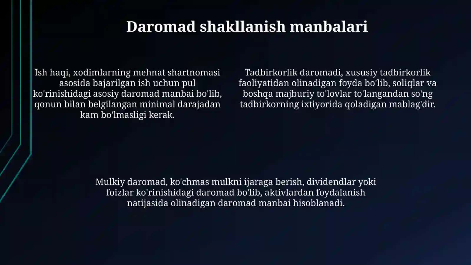 Aholi daromadlarining mazmuni, turlari va shakllanish manbalari 4