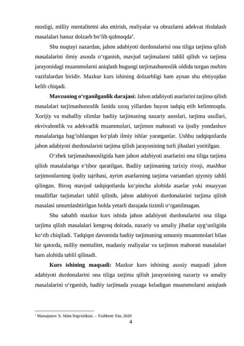 JAHON ADABIYOTI DURDONALARINI ONA TILIGA TARJIMA QILISH MASALALARI 4