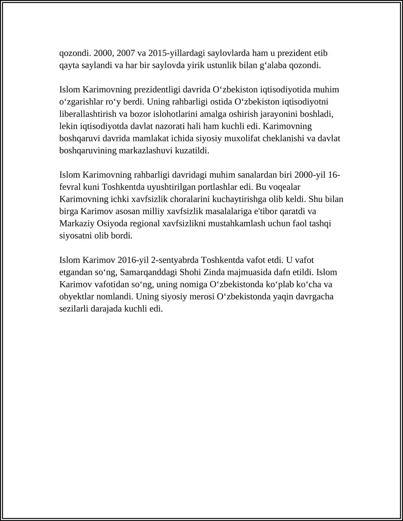 ISLOM KARIMOV BIRINCHI PREZIDENT 4