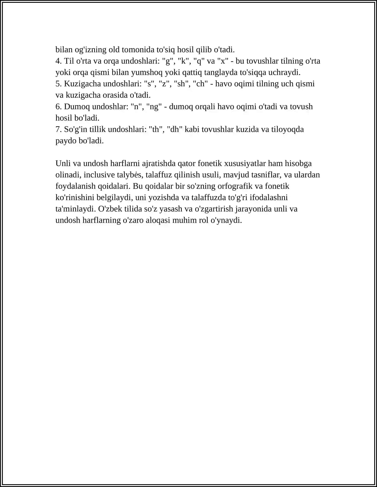 HARFLARNI UNLI YOKI UNDOSH HARF EKANLIGINI ANIQLAB BERING 4