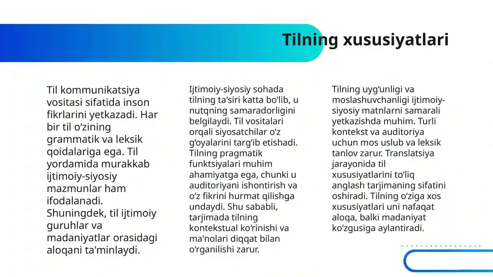 IJTIMOIY-SIYOSIY MATNLAR VA ORATORLAR NUTQLARI TARJIMASI 4