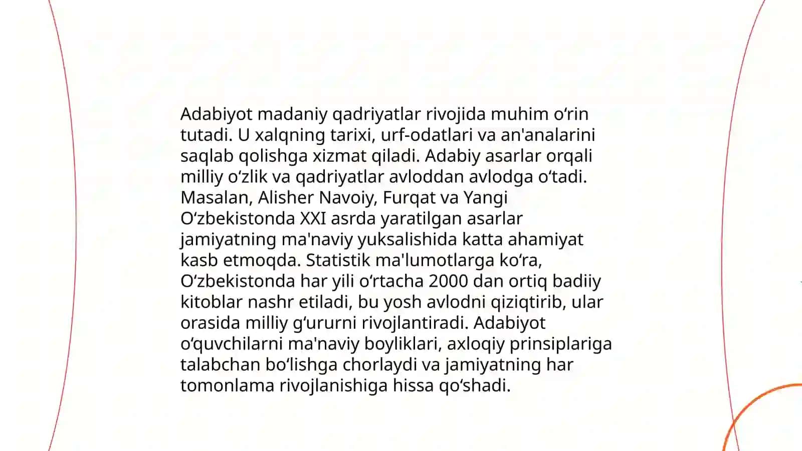 O‘quvchilarni ona tili orqali madaniy -maʼnaviy qadriyatlar bilan tanishtirish mavzusida slayd, taqdimot maʼlumotlari bilan 4
