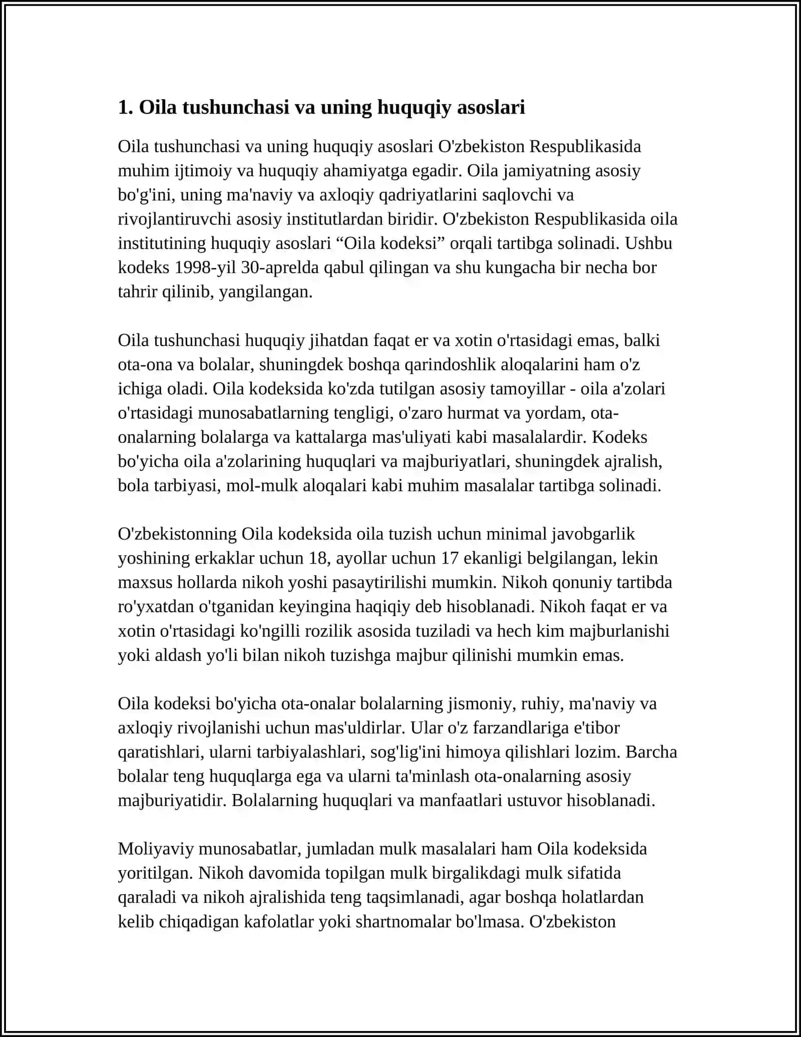 ISLOM HUQUQSHUNOSLIGIDA OILA, NIKOH, TALOQ, IDDA, ZIHOR TUSHUNCHALA 4