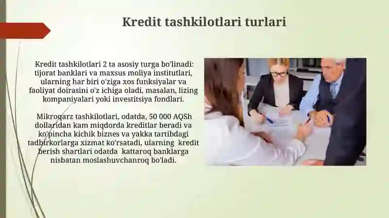Kreditlarni tashkil etish asoslari 4
