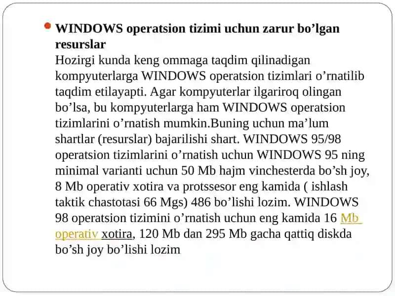 WINDOWS operatsion tizimi 4