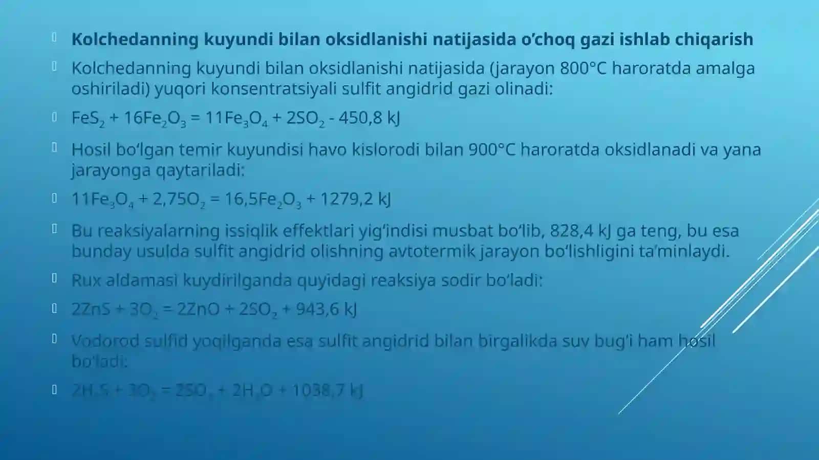 SULFAT KISLOTA ISHLABCHIQARISHUCHUN ZARUR BO'LGAN OLTINGUGUR 4