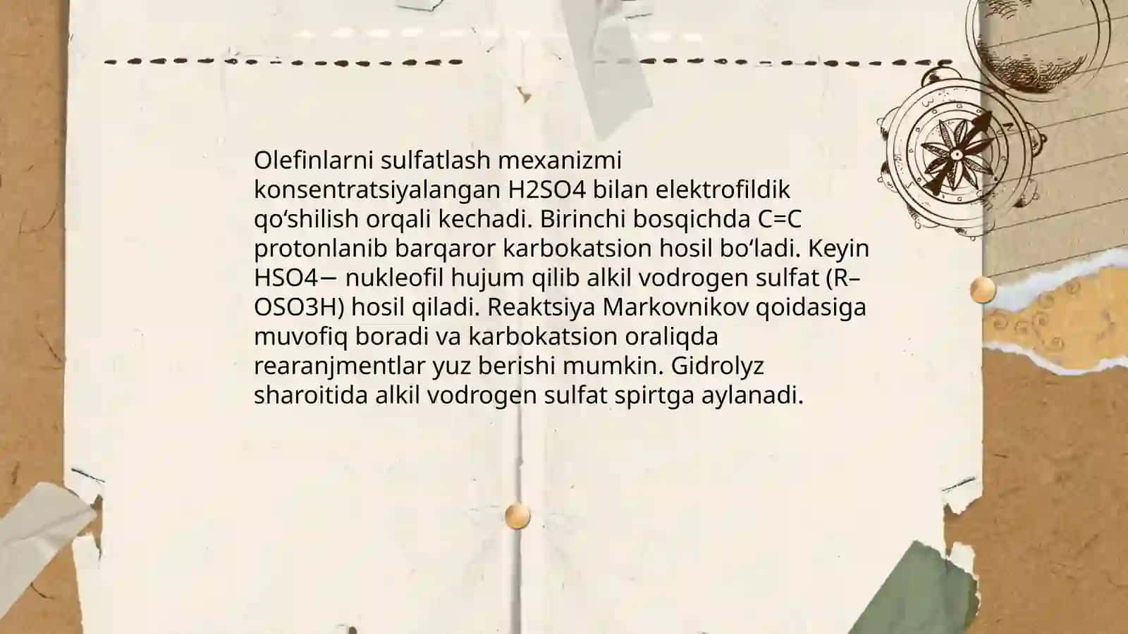 Spirt va olefinlarni sulfatlash jarayonlari 4