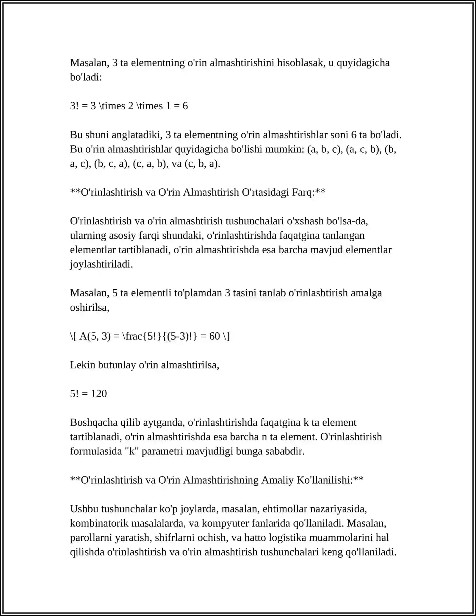 O'RINLASHTIRISHLAR VA O'RIN ALMASHTIRISHLAR 4
