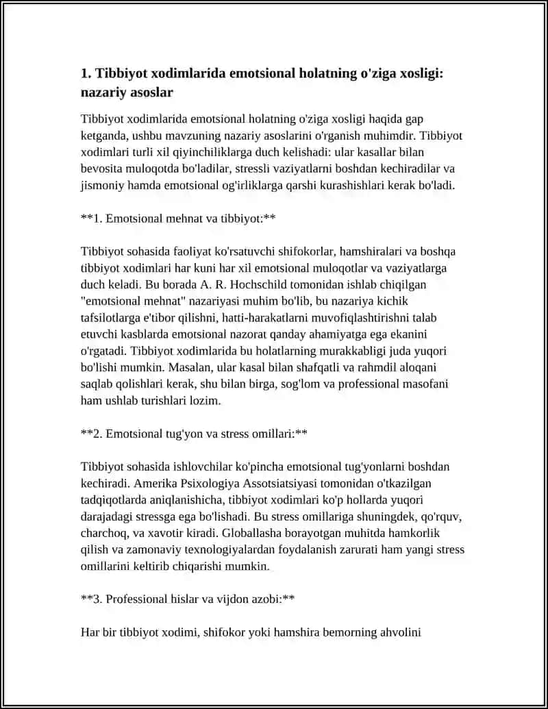 TIBBIYOT XODIMLARIDA EMOTSIONAL HOLATLARNING O'ZIGA XOSLIGI: STRESS VA UNING BOSQICHLARI, BARTARAF ETISH YO'LLARI. 4
