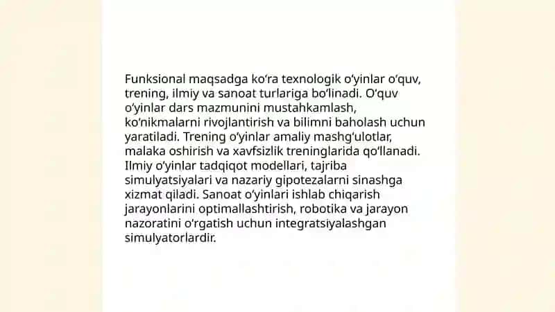 Texnologik oʻyinlar klassifikatsiyasi 4