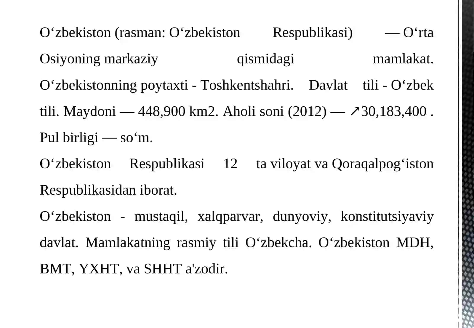 Abdumo‘minova IrodaningTarbiya fanidan tayyorlagan LOYIHA ISHI 4