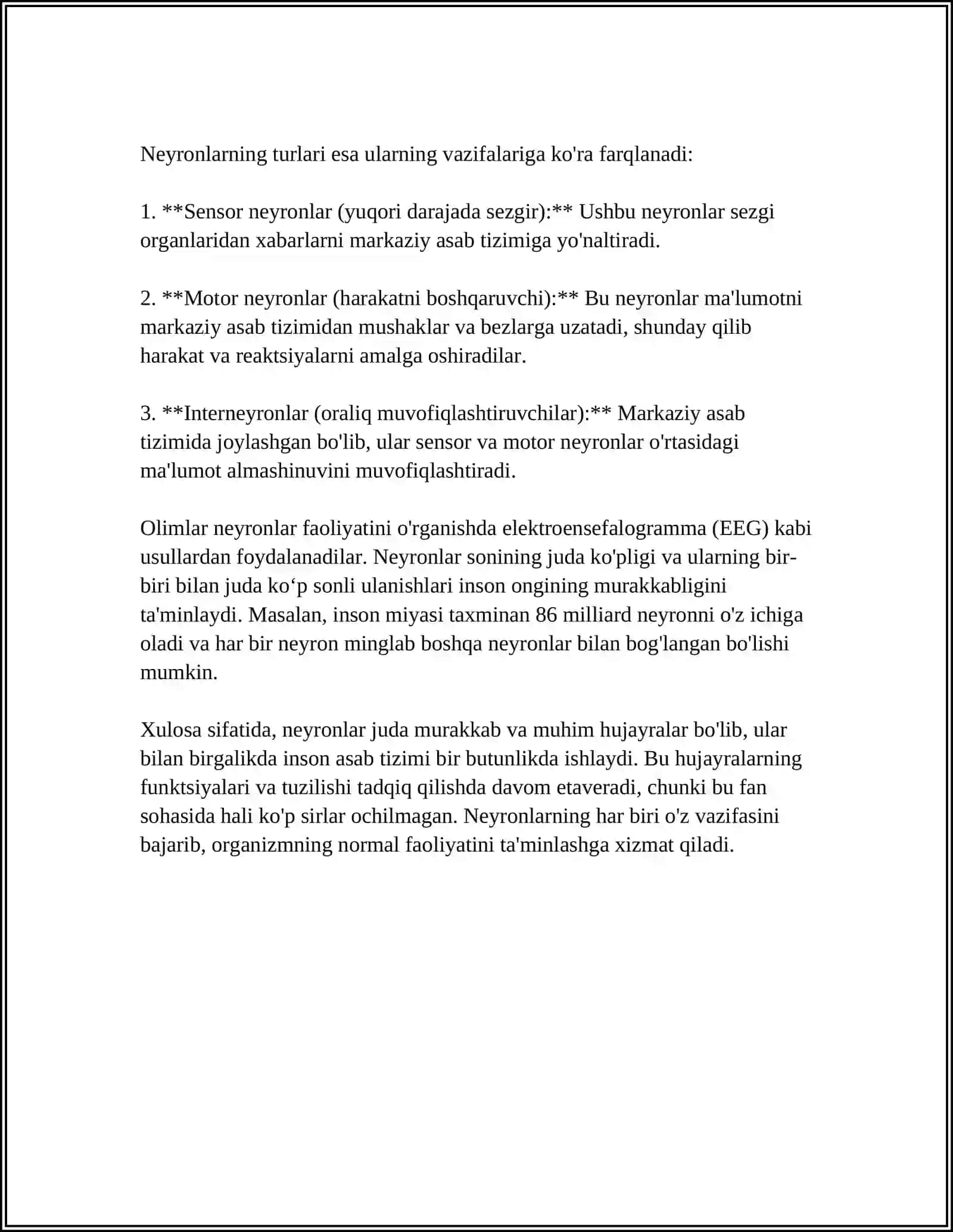 TA'M BILISH A'ZOSI. ORGANIZMNING NERV, IMMUN-ENDOKRIN BOSHQARILUVI 4