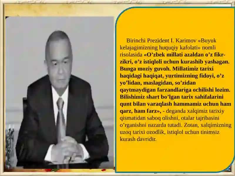 O‘zbekiston Respublikasining Tashkil Topishi va uning Tarixiy ahamiyati 4