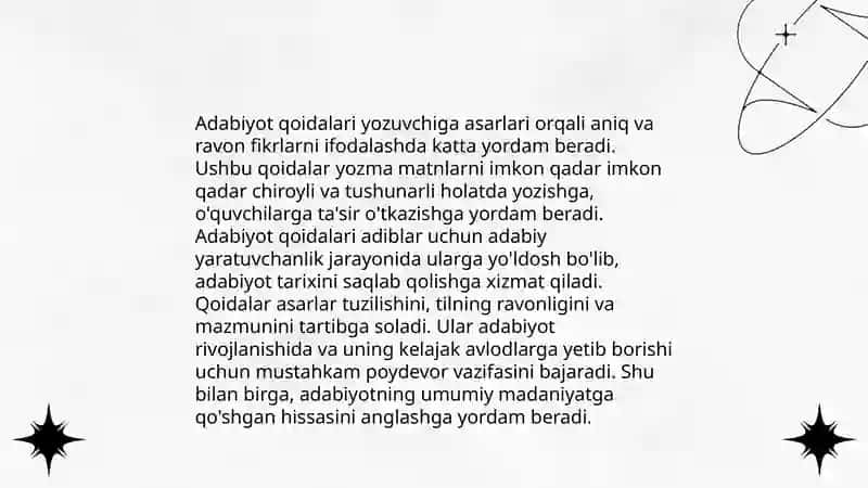 Fitratning "Adabiyot qoidalari" kitobini o'rganish 4