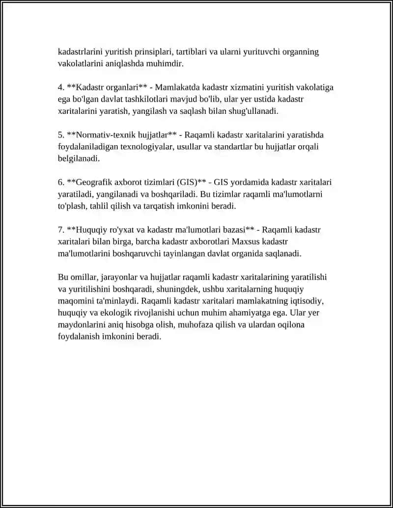RAQAMLI KADASTR XARITALARINI TUZISHNING ASOSIY TEXNOLOGIK JARAYONLARI 4