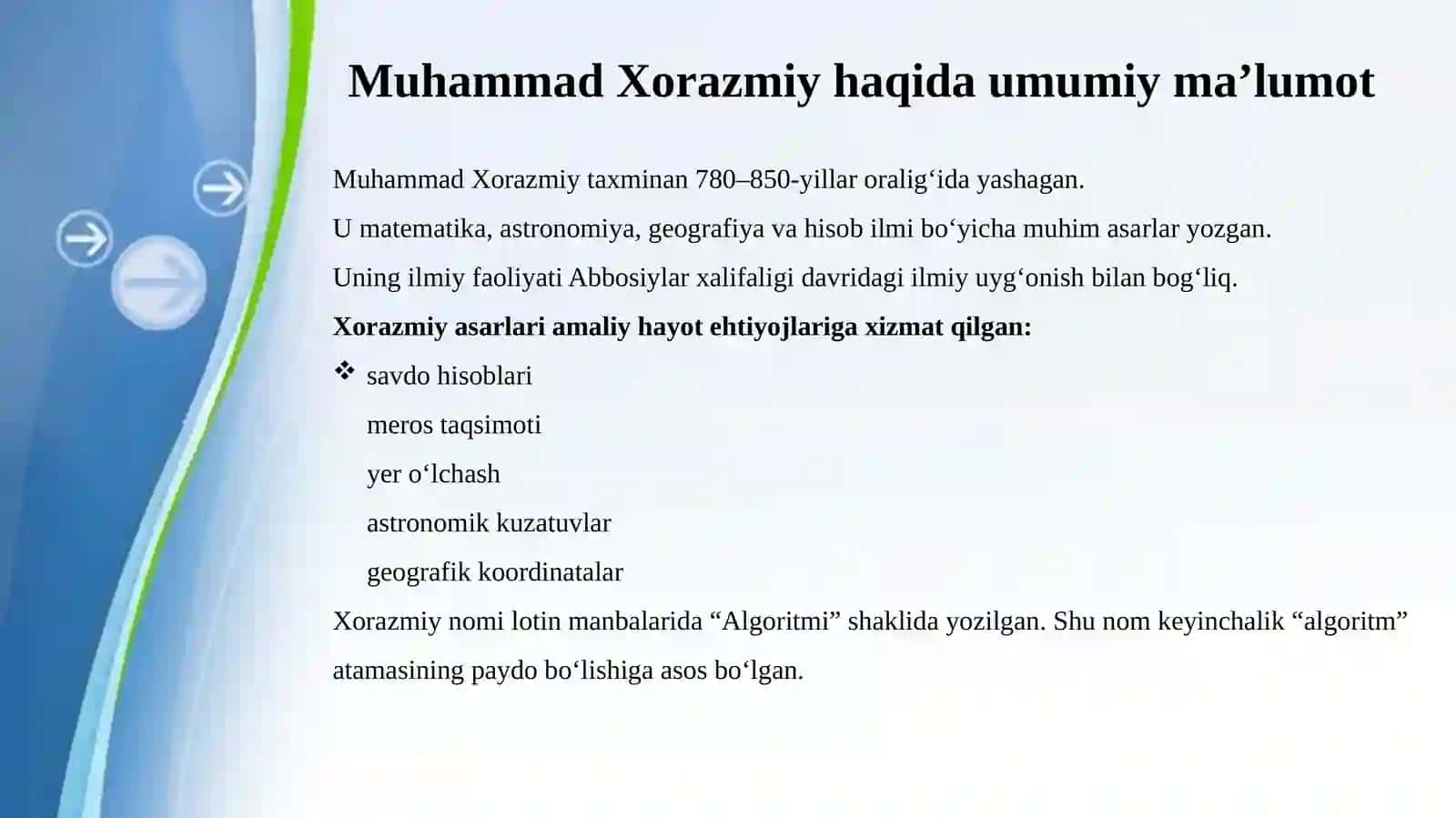 Muhammad Xorazmiyning lotin tiliga tarjima qilingan asarlari va ularning fan tarixi 4