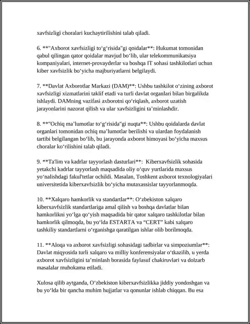 "O‘zbekiston Respublikasida axborot xavfsizligini ta’minlash strategiyasi" 4