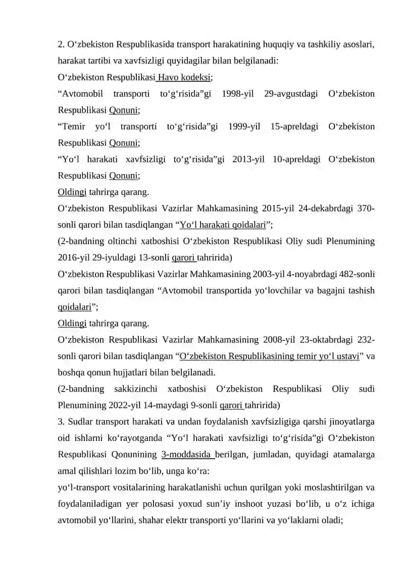 TRANSPORT VOSITALARI HARAKATI YOKI ULARDAN FOYDALANISH XAVFSIZLIGI QOIDALARINI BUZISH 4
