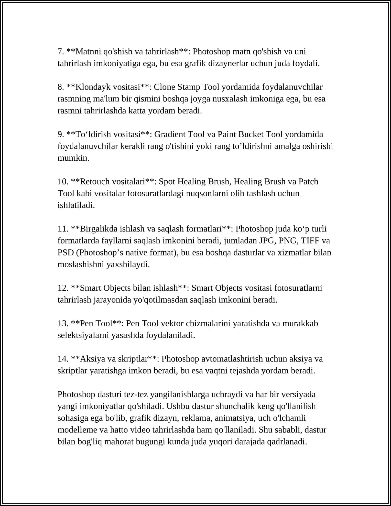 GRAFIK TASVIRLARGA ISHLOV BERISH, PHOTOSHOP DASTURIDA ISHLASH 4